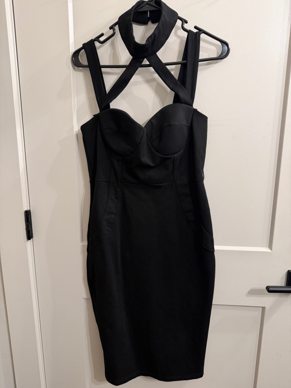 Fashion Nova Black Halter Bustier Midi Dress